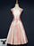Homecoming Dresses Satin Pink Maryjane Knee Length Short HC15417