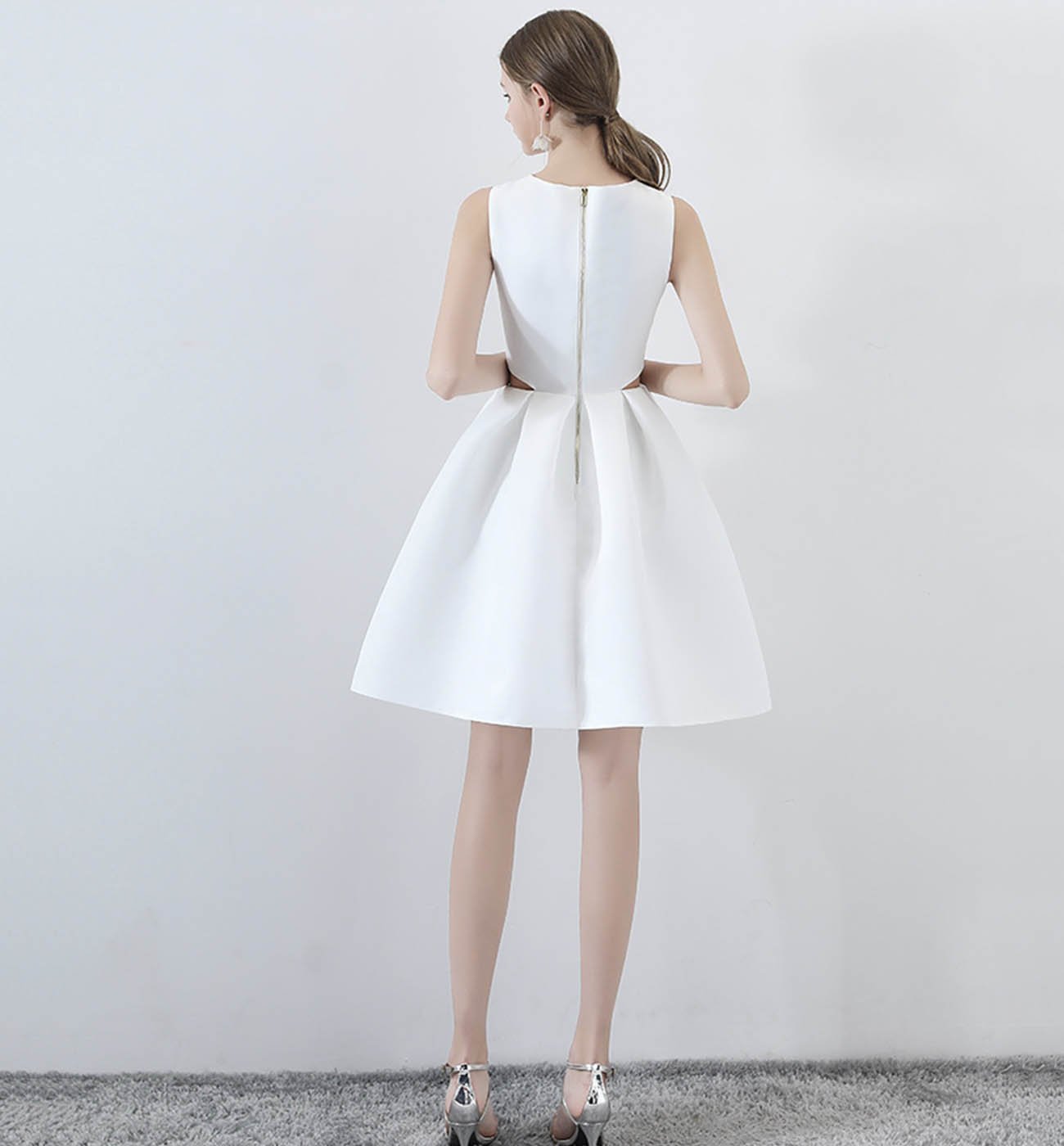 WHITE SATIN Zara Homecoming Dresses SHORT DRESS CUTE EVENING DRESS HC16185