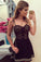 Black Homecoming Dresses Minnie Sweetheart Spaghetti Hollow Short Dress HC1758