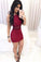 Cocktail Lori Homecoming Dresses Sheath Square Short Burgundy With Appliques HC1852