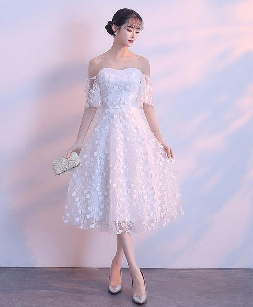 White Lace Amara Homecoming Dresses Sweetheart Short Dress White HC1871