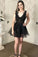 Elegant Black Appliques Organza Emmalee Lace Homecoming Dresses Ruffles Party Dress HC18955