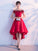 Red With Beaded High Katelyn Satin Homecoming Dresses Lace Low HC19468