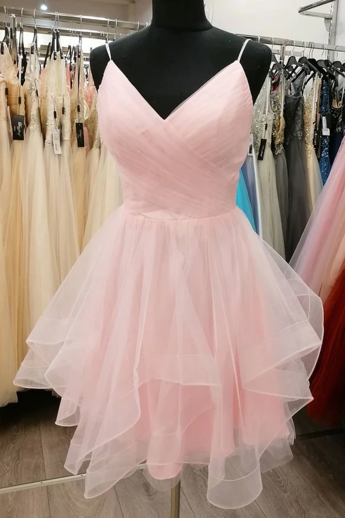 SIMPLE PINK TULLE SHORT PINK COCKTAIL DRESS Homecoming Dresses Marley HC19621