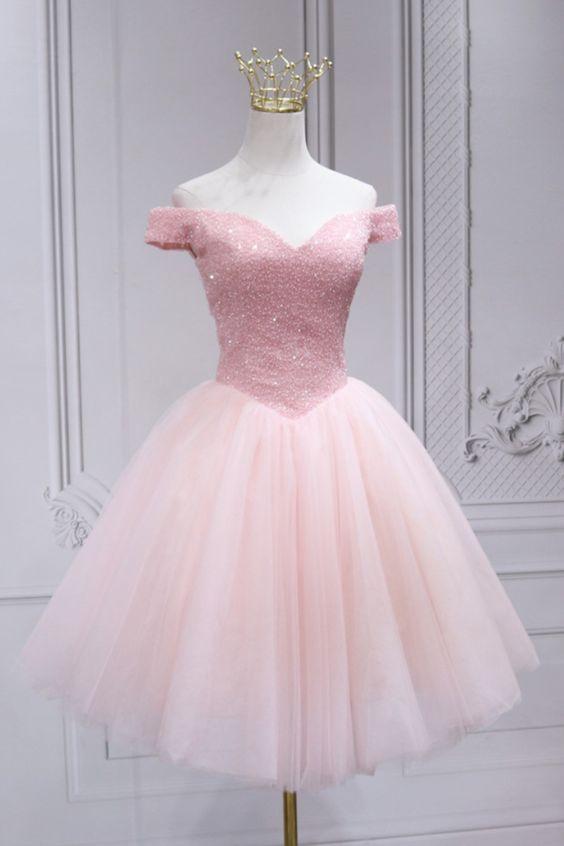 Homecoming Dresses Pink Mariah Off The Shoulder Short Party Dress HC20609