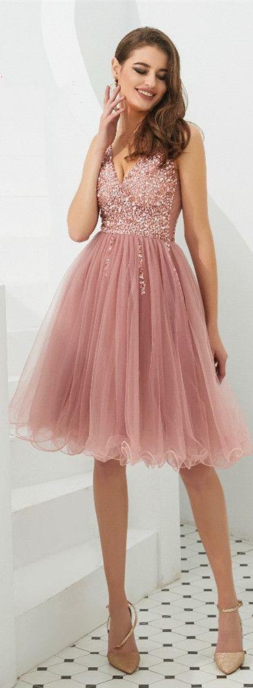 Rose Tulle Short Dresses Jaylah Pink Homecoming Dresses HC2074