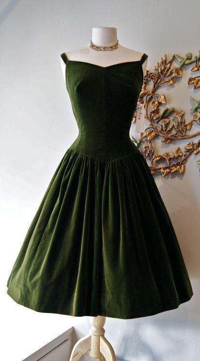 1950S Emilie Homecoming Dresses Vintage Dress Dark Green