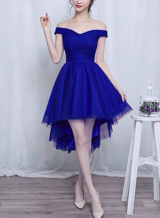 Off Shoulder Tulle Simple Kassidy Homecoming Dresses High Low HC2156
