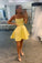 Simple Yellow Short Dress Satin Paula Homecoming Dresses Yellow HC21631