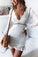 Sexy Long Beatrice Homecoming Dresses Lace Sleeved White V-Neck HC22308