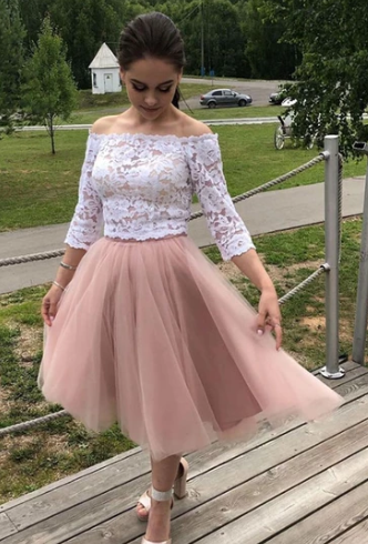 Cute Tulle Short Dress Lace Homecoming Dresses Julissa HC2242