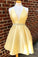 V Neck Yellow Homecoming Dresses Greta Party Dresses HC2258