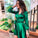 Pearl Satin Homecoming Dresses Sexy Green V Neck Wrap HC22820