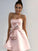 A-Line Strapless With Bowknot Pink Satin Lillie Homecoming Dresses HC22982