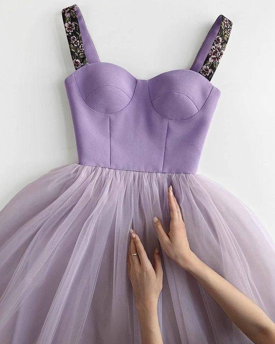 Purple Tulle Short Party Dress Short Homecoming Dresses Chelsea HC23173