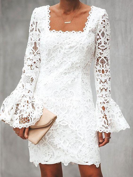 Long Sleeve Above Knee Sweet Lace Jayden Homecoming Dresses HC23428