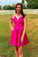 Short Hot A-Line With Spaghetti Straps Pink Homecoming Dresses Justice HC23705