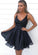 Black V Neck Sequins Short Homecoming Dresses Elise HC23755