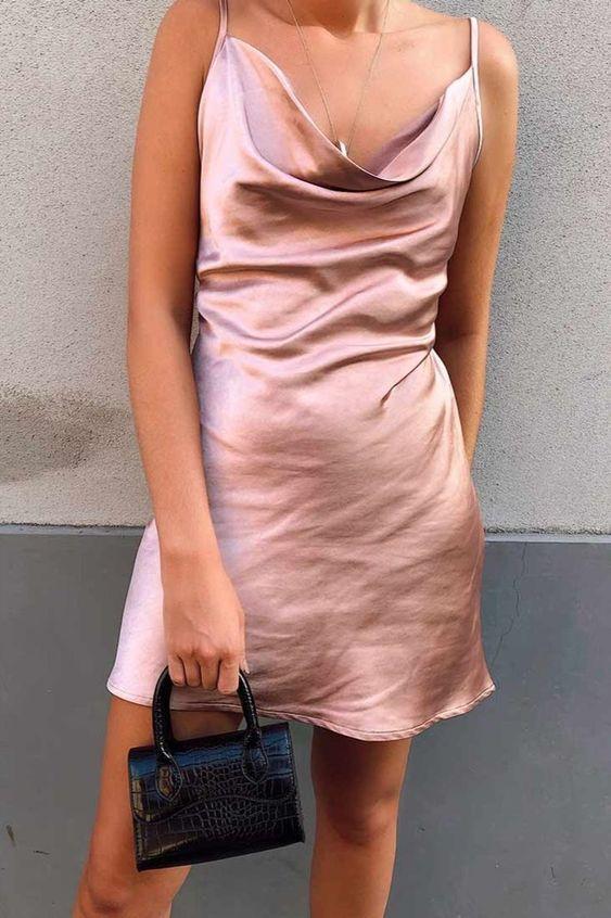 Short Dusty Parker Homecoming Dresses Rose Slip Dress For 2024 HC24025