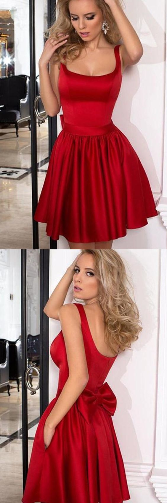 A Line Lena Homecoming Dresses Fashion Straps Red Cute HC241