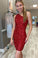 Tight Red Tracy Homecoming Dresses Sequins One Shoulder Party HC24490