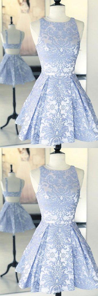 BLUE LACE SHORT DRESS BLUE LACE Homecoming Dresses Savanah HC2539