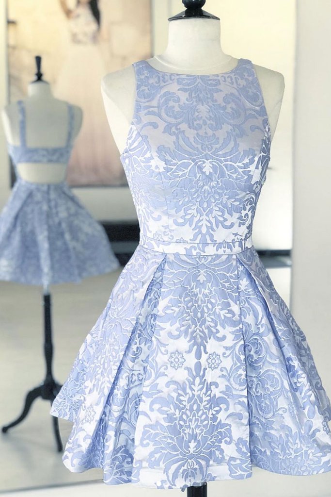 BLUE LACE SHORT DRESS BLUE LACE Homecoming Dresses Savanah HC2539
