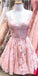 Straps A-Line Short Pink Homecoming Dresses Molly Lace Dress HC2595
