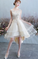 CHAMPAGNE TULLE LACE HIGH LOW Homecoming Dresses Chelsea DRESS HC2748