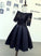 Black Emely Lace Satin Homecoming Dresses Short Dress HC2795