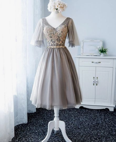 Stylish Lace Carolina Homecoming Dresses V Neck Tulle Short Dress HC3012