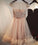 A-Line Jewel Light Jayden Homecoming Dresses Champagne Short With Beading HC307