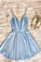 Double Straps Short Homecoming Dresses Zaniyah Sky Blue Party HC3415