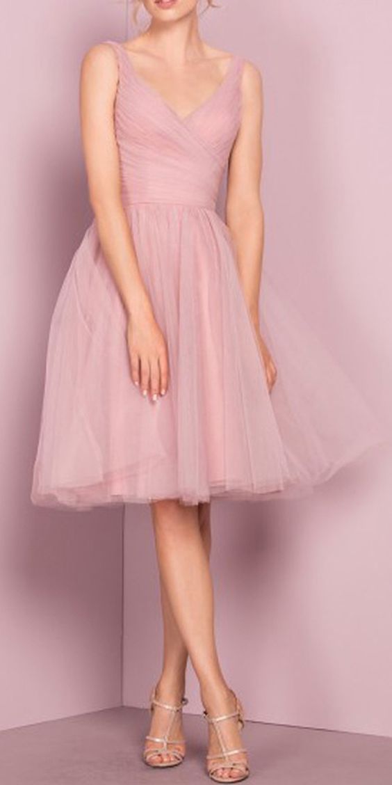 Cute Pink Patience Homecoming Dresses V Neck Knee Length HC4098