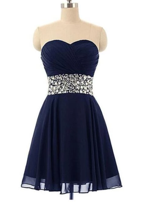 Lovely Homecoming Dresses Chiffon Kiera Beaded Blue Short Dress 2024 HC4147