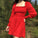 Red Square Neck With Long Sleeve Lily Homecoming Dresses HC4225