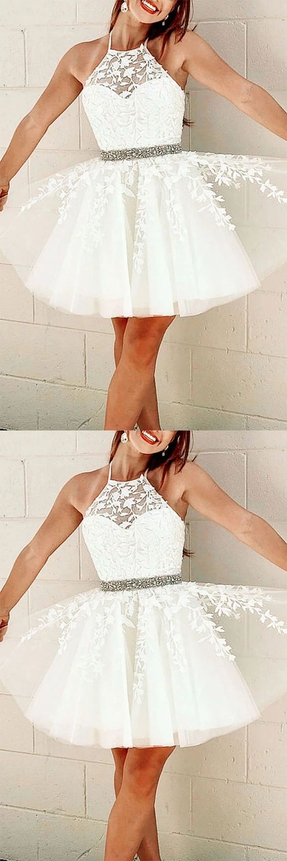 Lace Homecoming Dresses Kristina White Tulle Short Dress White HC4647