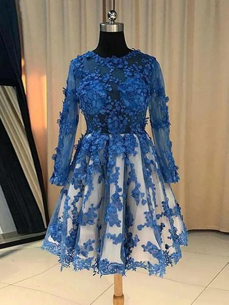 Charming A-Line Scoop Shyann Homecoming Dresses Blue Short Dress HC4844