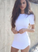 Cute White Short Sleeve Irregular Dress Short Leilani Homecoming Dresses HC4912