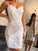 Julia Homecoming Dresses Lace Sheath Spaghetti Straps Above-Knee White HC5068
