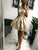 Champagne Rosa Homecoming Dresses Short Jewel Appliques With Keyhole HC514