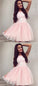 A-Line Lace Pink Homecoming Dresses Leanna Halter Sleeveless Tulle With HC581