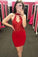 Skye Homecoming Dresses High Neck Tight Red Party HC6834