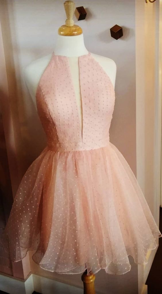 Jewel Sleeveless Homecoming Dresses Deanna A Line Pink Short HC7066