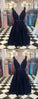 Dark Cecilia Homecoming Dresses Lace Navy Beading Sleeveless Illusion HC749