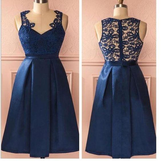 Blue Laney Lace Homecoming Dresses Vintage Simple Unique Style HC8378