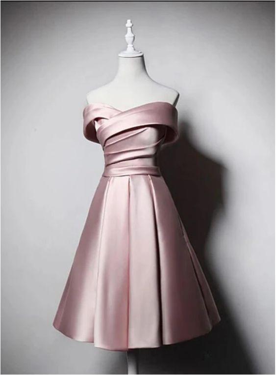 Off-The-Shoulder Simple Ryan Pink Homecoming Dresses Short Dress HC8389