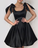 Elegant Black Satin Aliya Homecoming Dresses Bow Shoulders Ruffles HC874