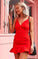 Simple A-Line Spaghetti Straps Red Homecoming Dresses Alula Short HC9087