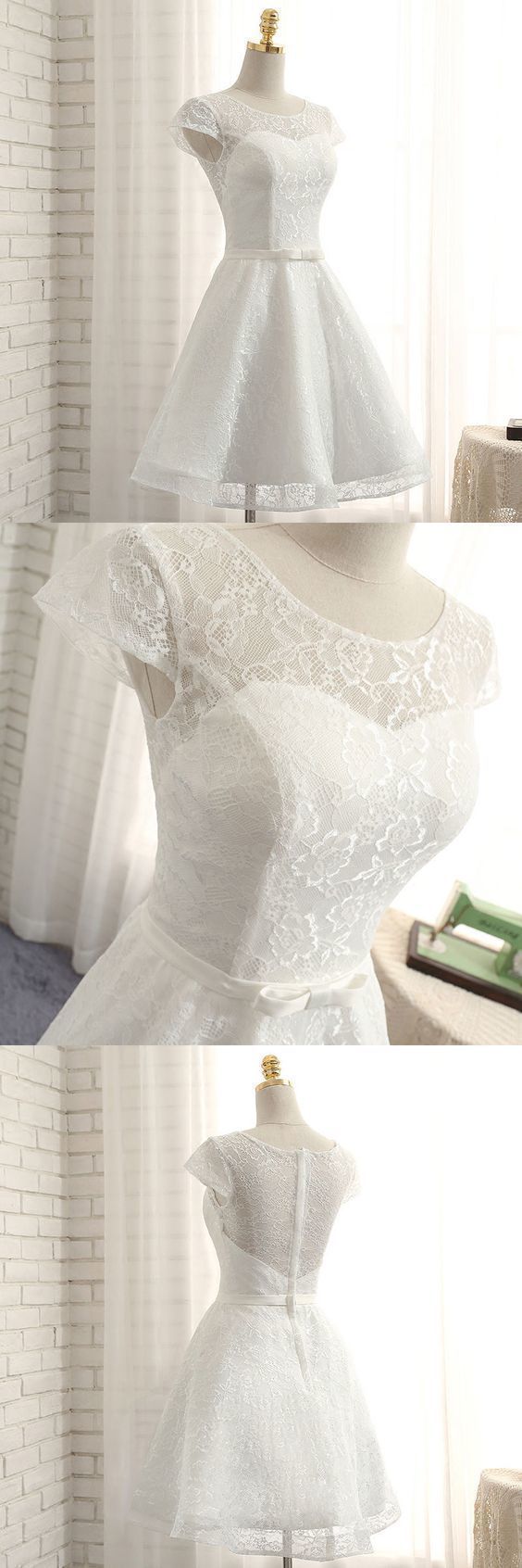 Cute White Short Lace Brynlee A Line Homecoming Dresses Dress HC9220